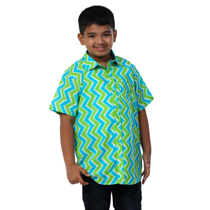 Bright Blue Green Regular Collar Shirt