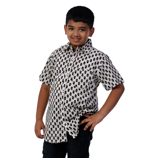 Black & White Regular Collar Shirt