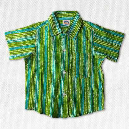 Light Green Blue Regular Collar Shirt