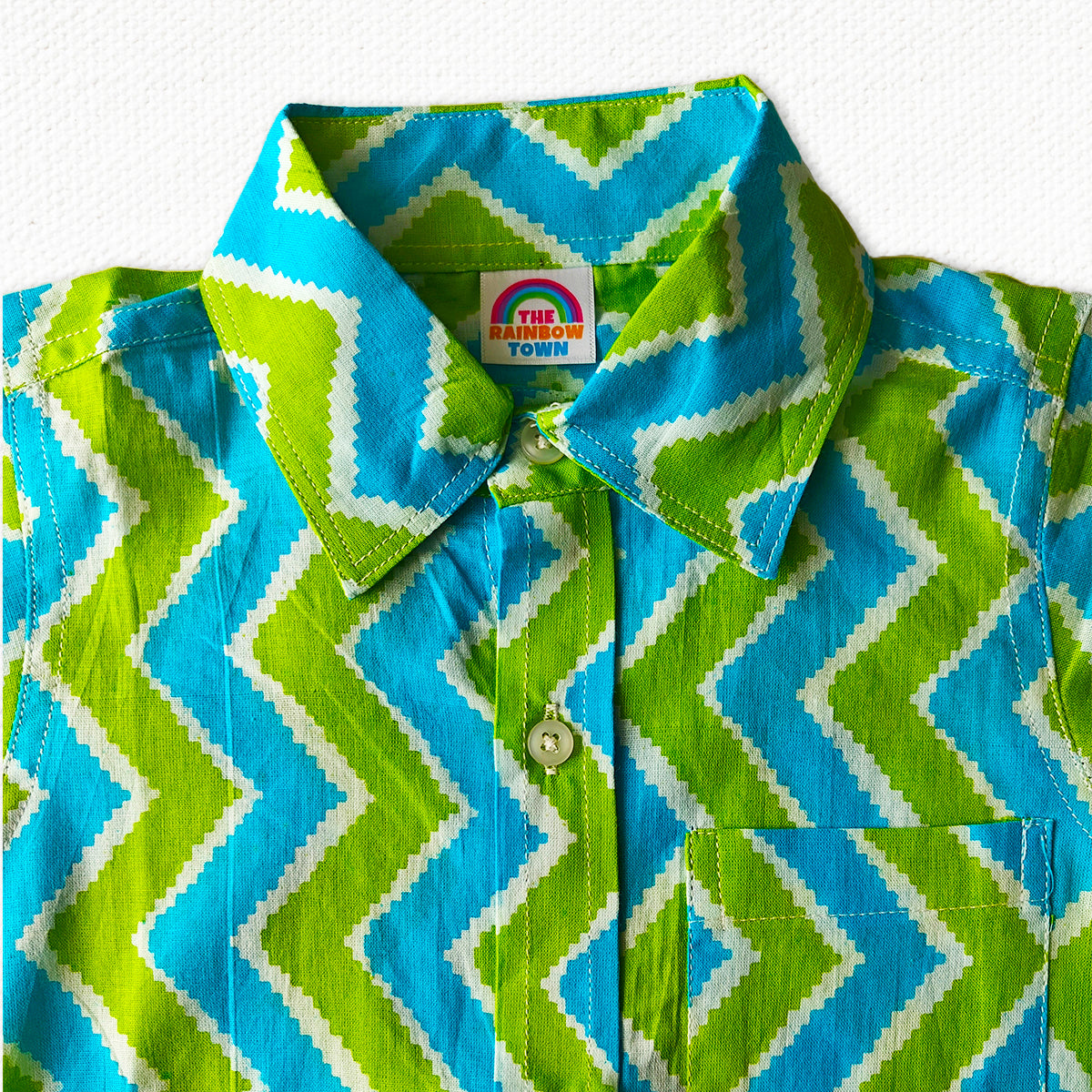 Bright Blue Green Regular Collar Shirt