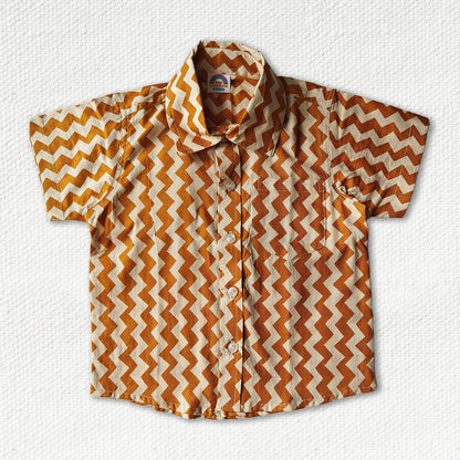 Golden Ochre Yellow Cotton Regular Collar Shirt