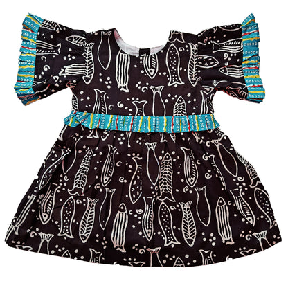 Fish Print Black Frock