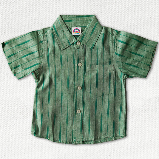 Greyish Green Ikat Regular Collar Shirt