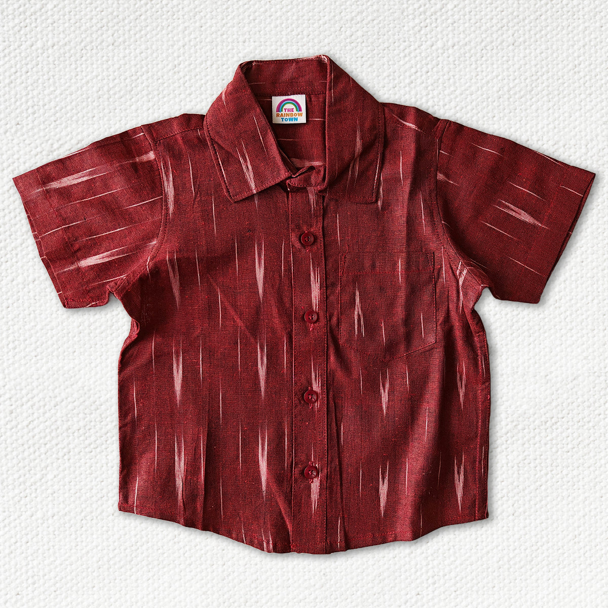 Maroon Ikat Regular Collar Shirt