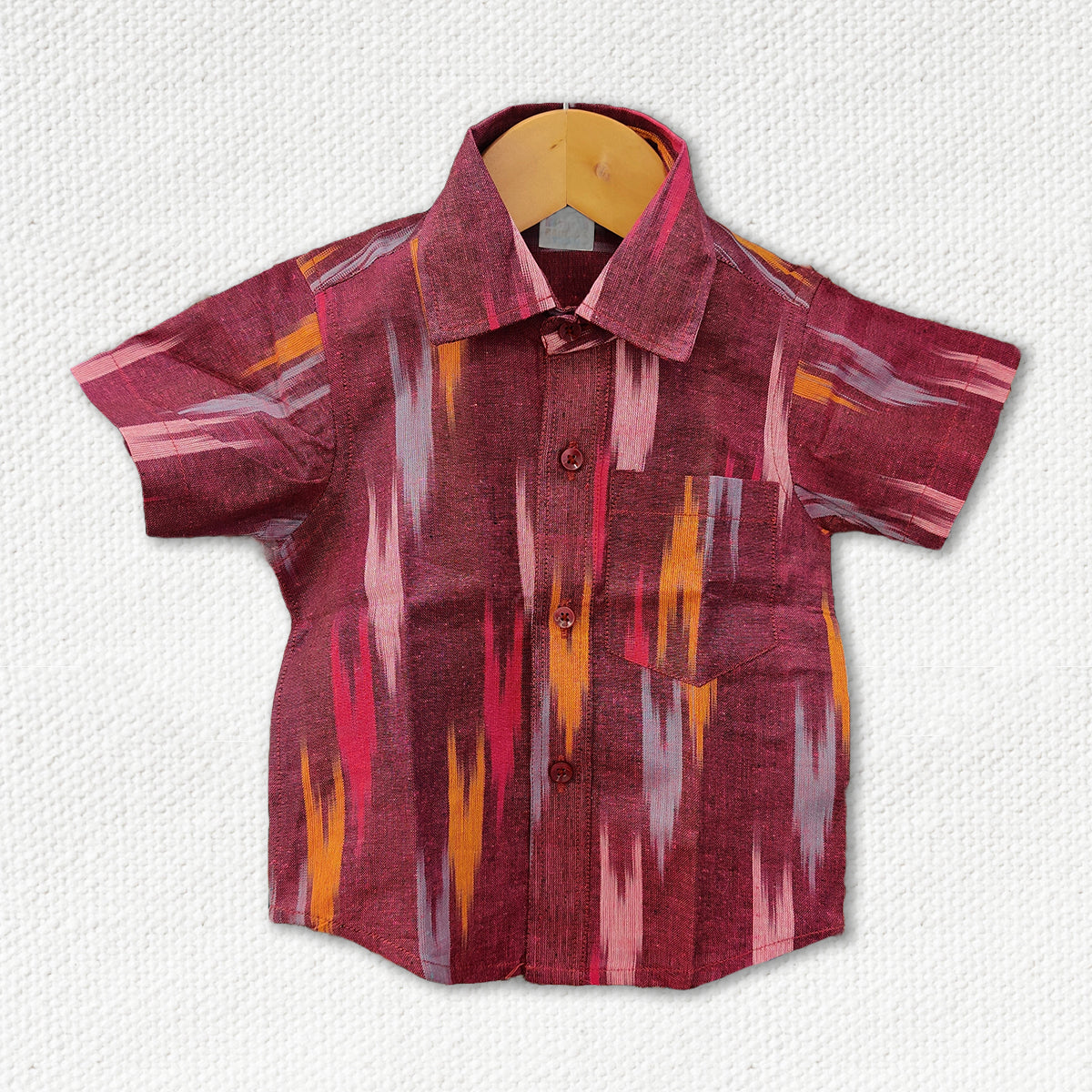 Magenta Ikat Regular Collar Shirt