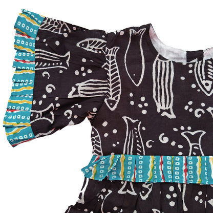 Fish Print Black Frock