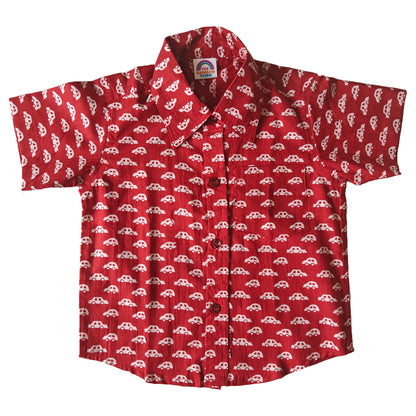 Red Car Print Cotton Shirt