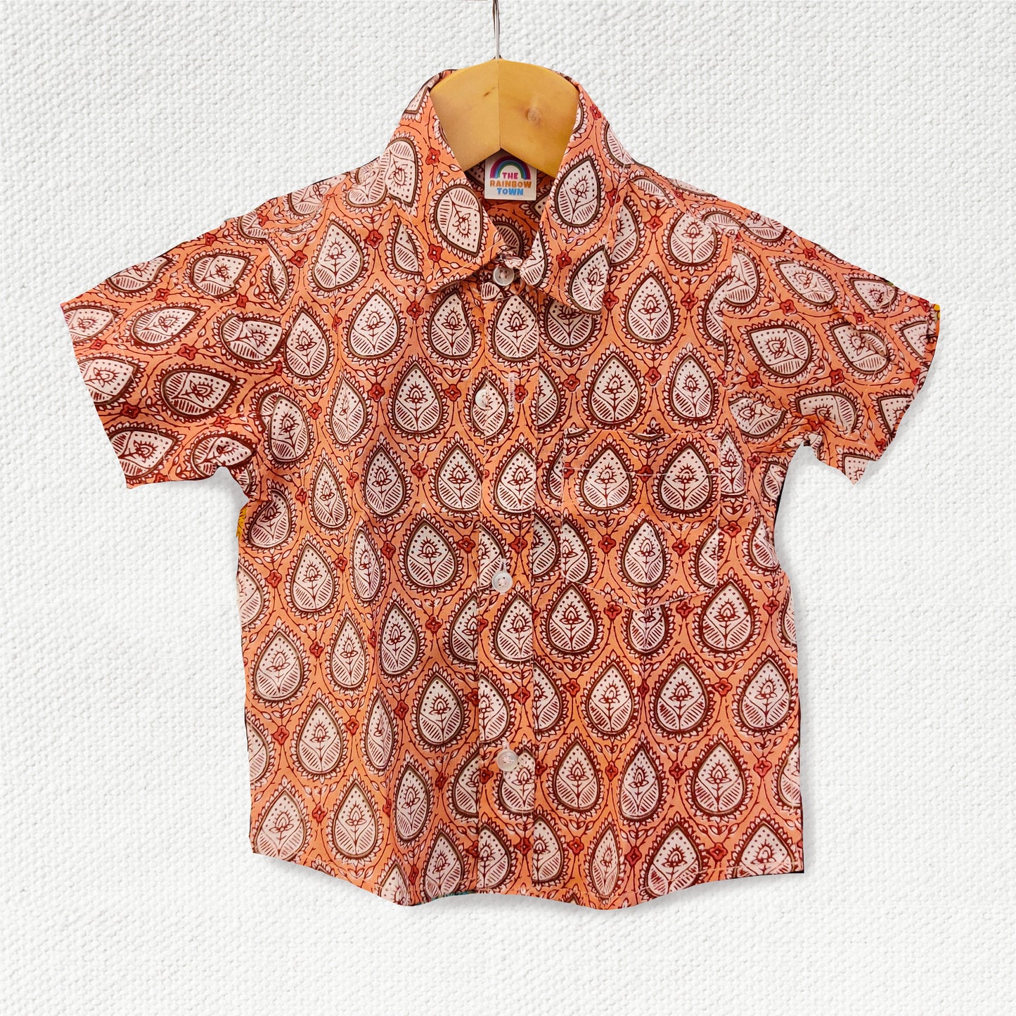 Orangish Peach Regular Collar Shirt