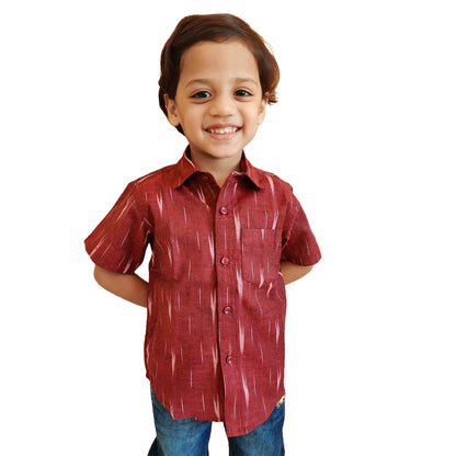 Maroon Ikat Regular Collar Shirt