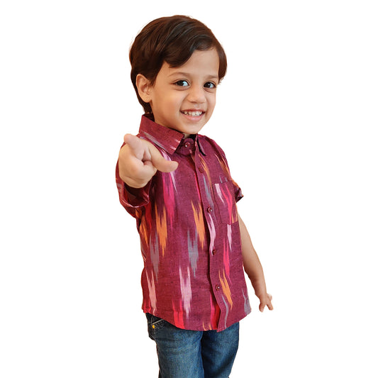 Magenta Ikat Regular Collar Shirt