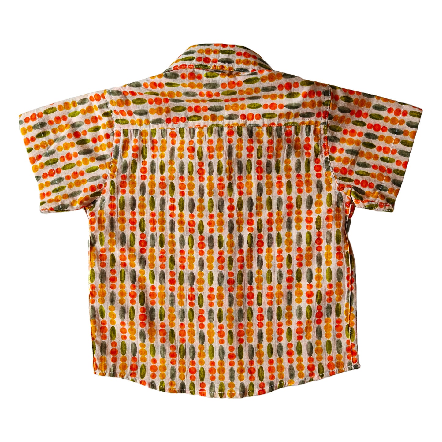 Orange Green Oval Dot Print Cotton shirts