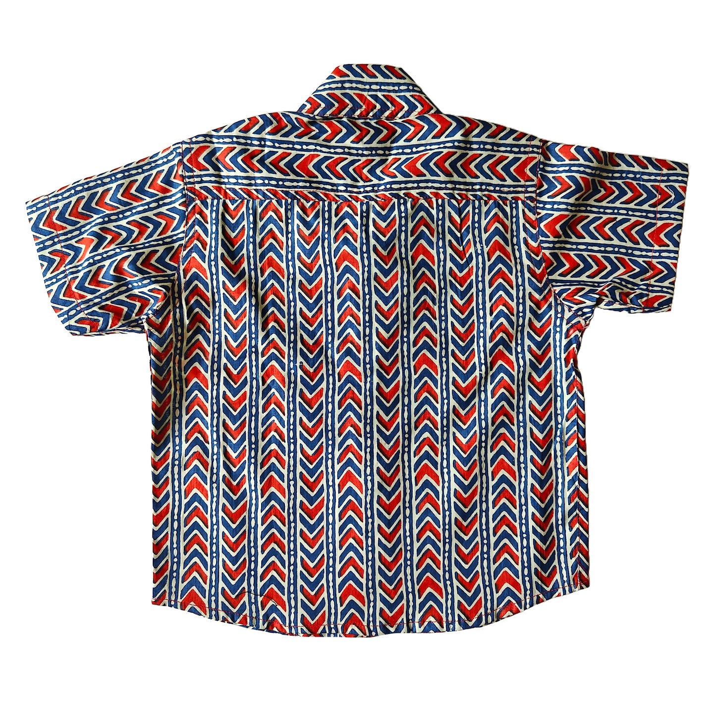 Blue Red V Print Cotton shirts