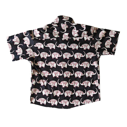 Black & White Elephant Printed Cotton Shirt