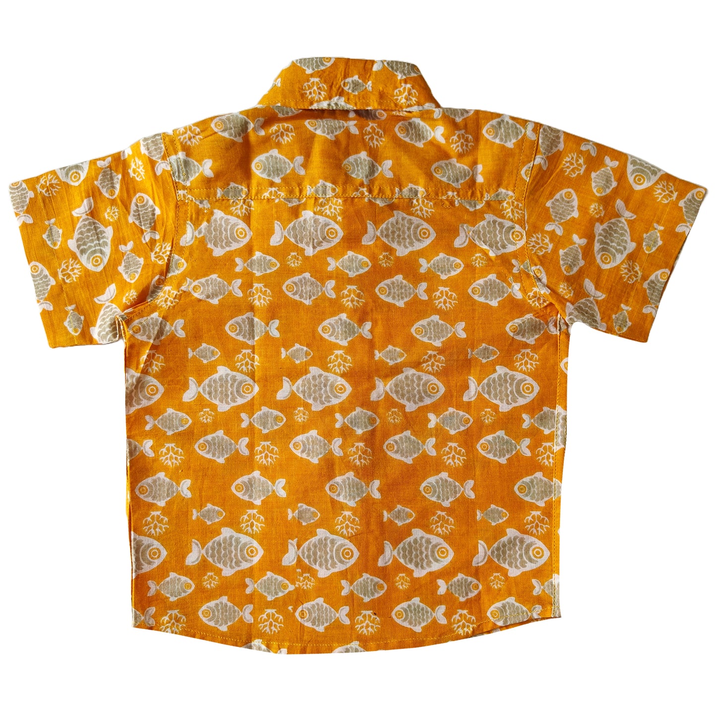 Mango Yellow Fish Print Cotton Shirt