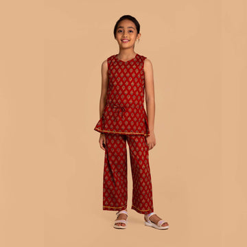 Maroon Cotton Co-Ord Set