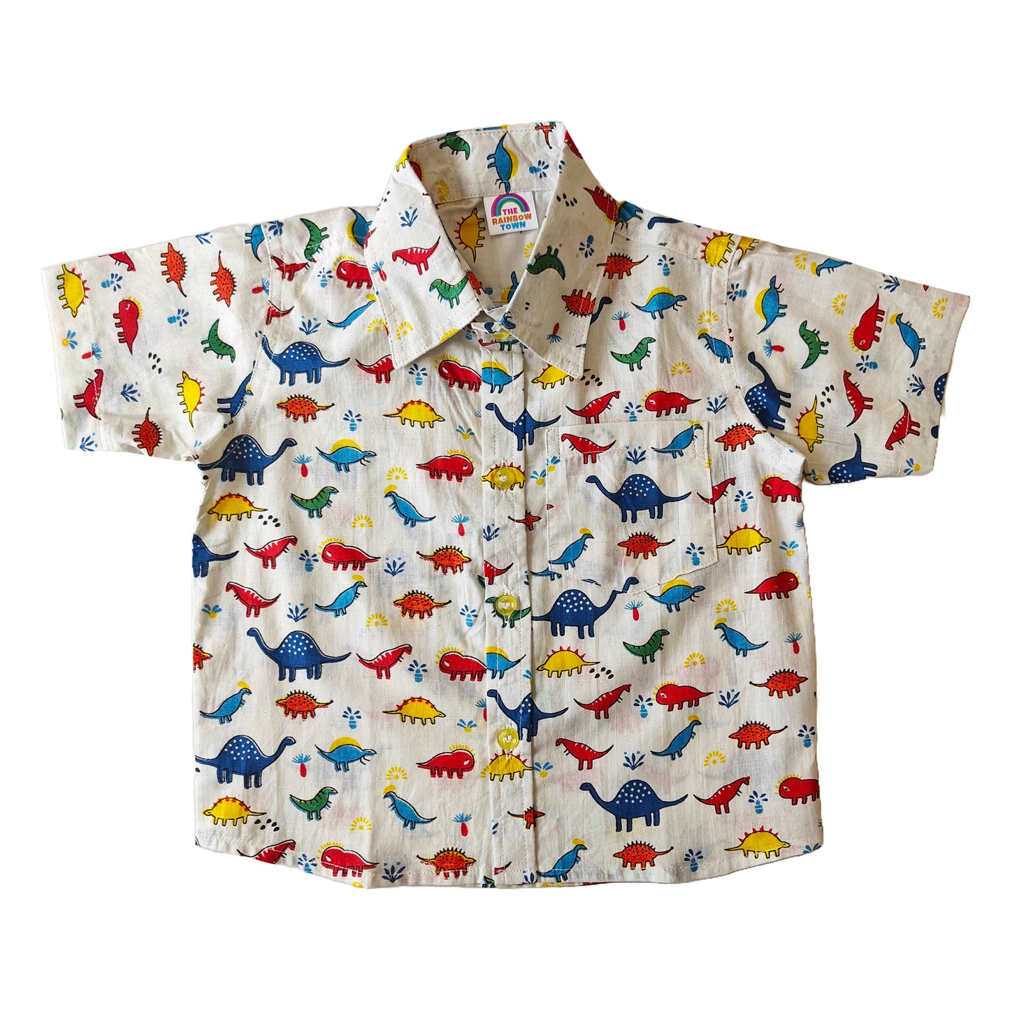 Cute Little Dinosaur Print Cotton Shirt