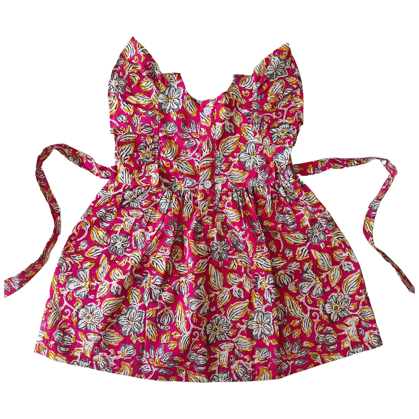 Bright Pink Flower Print Cotton Dress