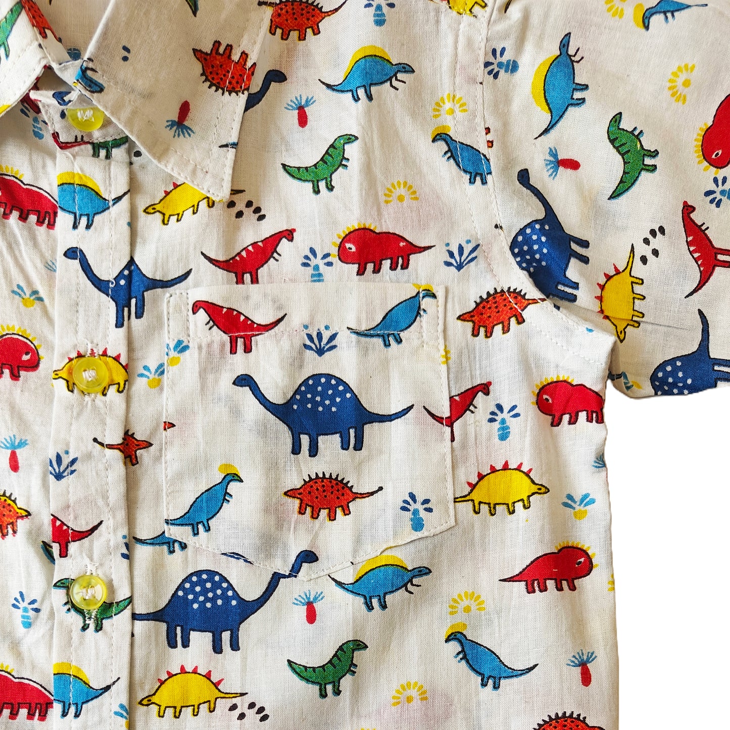 Cute Little Dinosaur Print Cotton Shirt