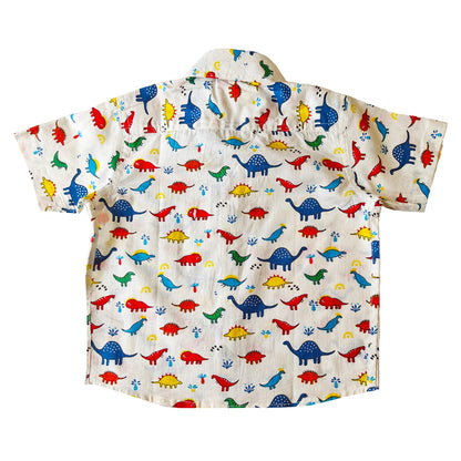 Cute Little Dinosaur Print Cotton Shirt