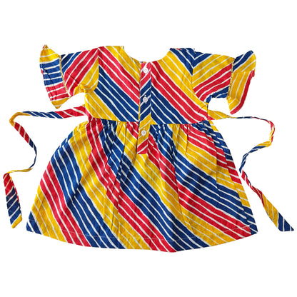 Red Yellow Blue Leheriya Print Cotton Dress